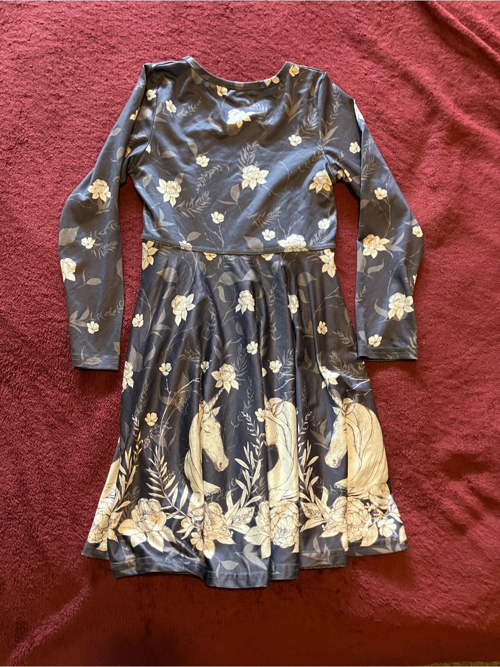 Girls' Floral & Unicorn Long-Sleeve Dress - Picture 2 of 2